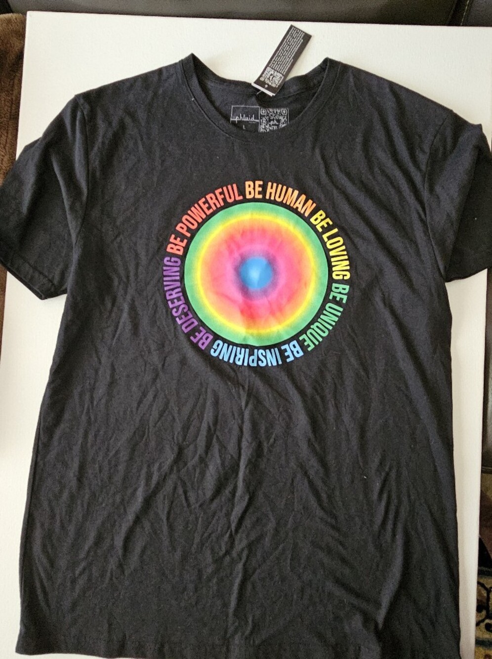 The Phluid Project Pride 'Be Human' Rainbow Graphic Lg